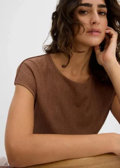 bonprix Nachhaltigere Materialien|Shirts & Tops^Asymmetrisches Top aus leichtem Crêpe maronenbraun