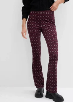 bonprix Bekleidung·Kleider|Hosen^Ausgestellte Leggings aus softem Samt dunkelbeere bedruckt