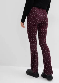 bonprix Bekleidung·Kleider|Hosen^Ausgestellte Leggings aus softem Samt dunkelbeere bedruckt