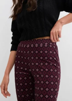 bonprix Bekleidung·Kleider|Hosen^Ausgestellte Leggings aus softem Samt dunkelbeere bedruckt