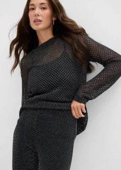 bonprix Bekleidung·Kleider|Hosen^Ausgestellte Leggings mit Glitzer schwarz