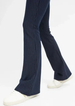 bonprix Bekleidung·Kleider^Ausgestellte Schlupfhose mit Nadelstreifen dunkelblau/wollweiß