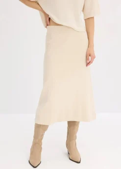 bonprix Bekleidung·Sportbekleidung|Röcke^Ausgestellter Strickrock kieselbeige meliert