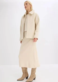 bonprix Bekleidung·Sportbekleidung|Röcke^Ausgestellter Strickrock kieselbeige meliert