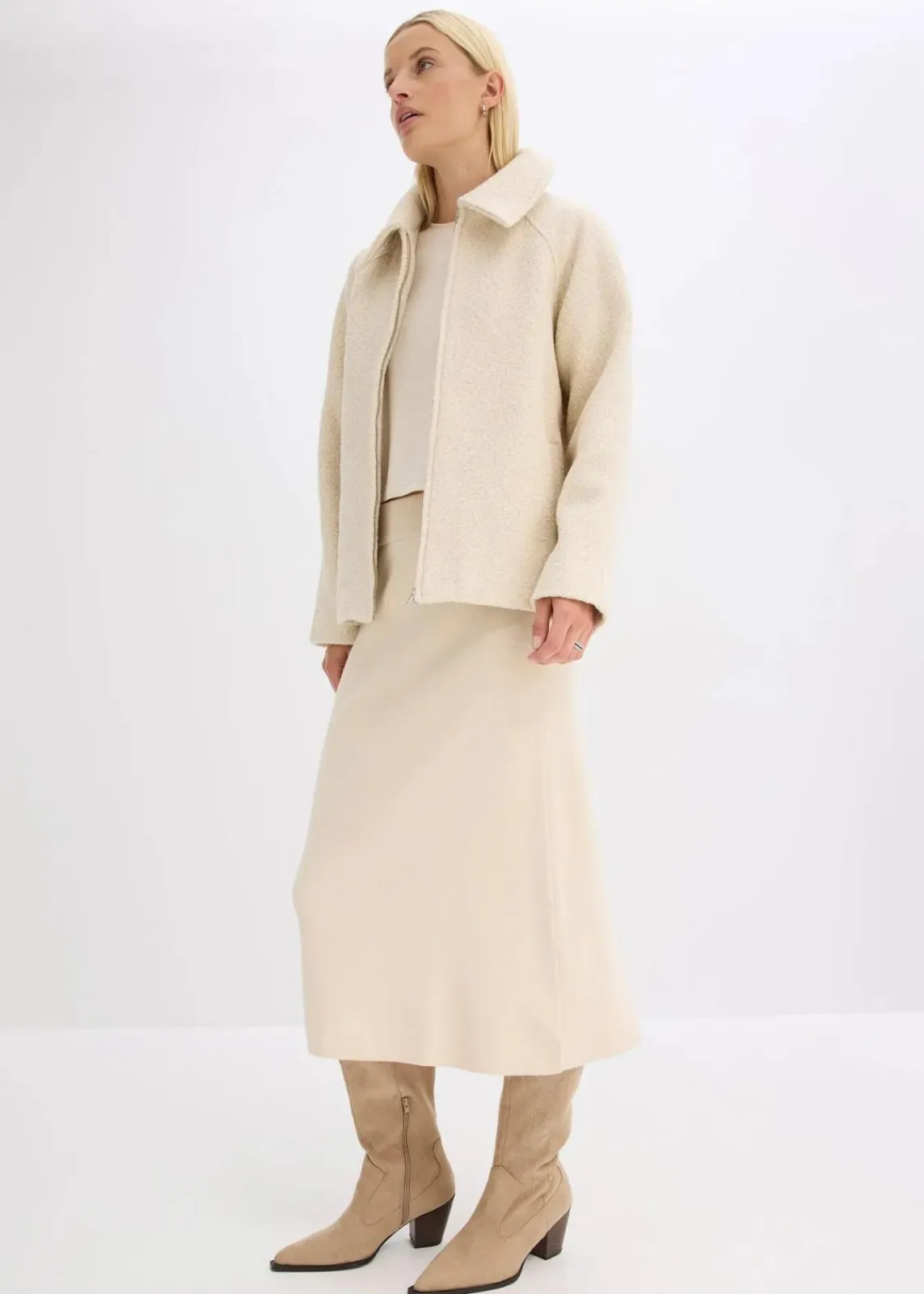 bonprix Bekleidung·Sportbekleidung|Röcke^Ausgestellter Strickrock kieselbeige meliert