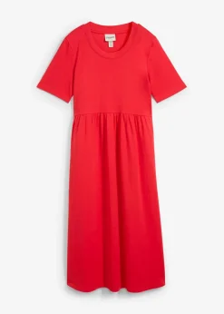 bonprix Nachhaltigere Materialien|Kleider^Ausgestelltes Jerseykleid aus schwerer Baumwolle erdbeere