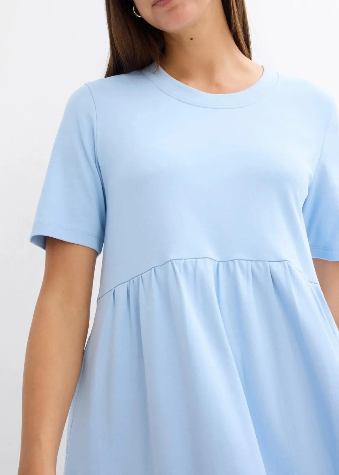 bonprix Nachhaltigere Materialien|Kleider^Ausgestelltes Jerseykleid aus schwerer Baumwolle hellblau