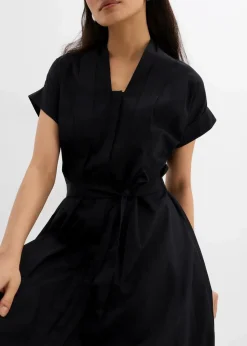 bonprix Bekleidung·Pullover & Strickjacken|Kleider^Ausgestelltes Kaftan-Kleid schwarz