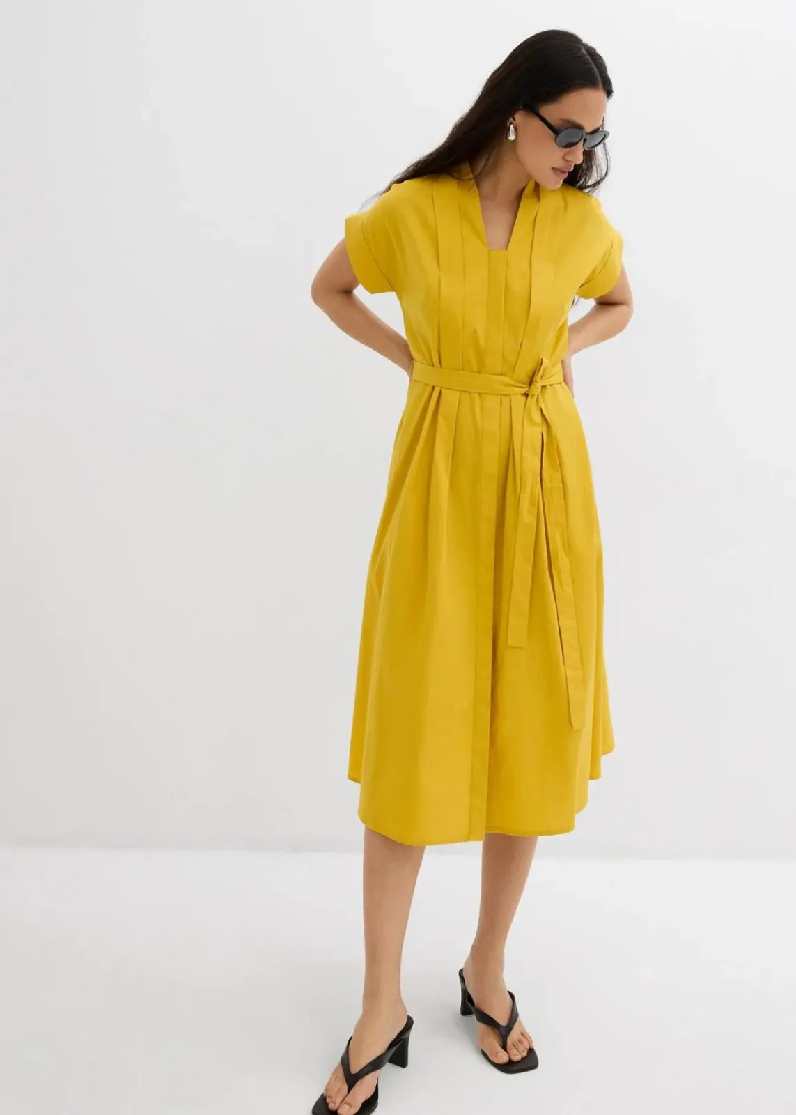 bonprix Kleider|Bekleidung·Pullover & Strickjacken^Ausgestelltes Kaftan-Kleid lemoncurry