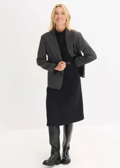 bonprix Bekleidung·Pullover & Strickjacken|Nachhaltigere Materialien^Ausgestelltes Midikleid schwarz