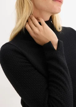 bonprix Bekleidung·Pullover & Strickjacken|Nachhaltigere Materialien^Ausgestelltes Midikleid schwarz