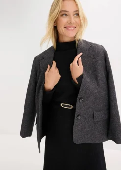 bonprix Bekleidung·Pullover & Strickjacken|Nachhaltigere Materialien^Ausgestelltes Midikleid schwarz