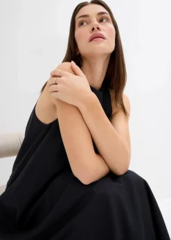 bonprix Kleider^Ausgestelltes Midikleid aus Viskose-Mix schwarz