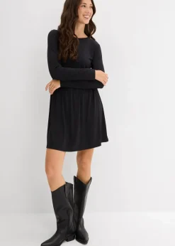 bonprix Nachhaltigere Materialien|Kleider^Ausgestelltes Shirtkleid schwarz