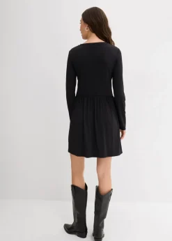 bonprix Nachhaltigere Materialien|Kleider^Ausgestelltes Shirtkleid schwarz