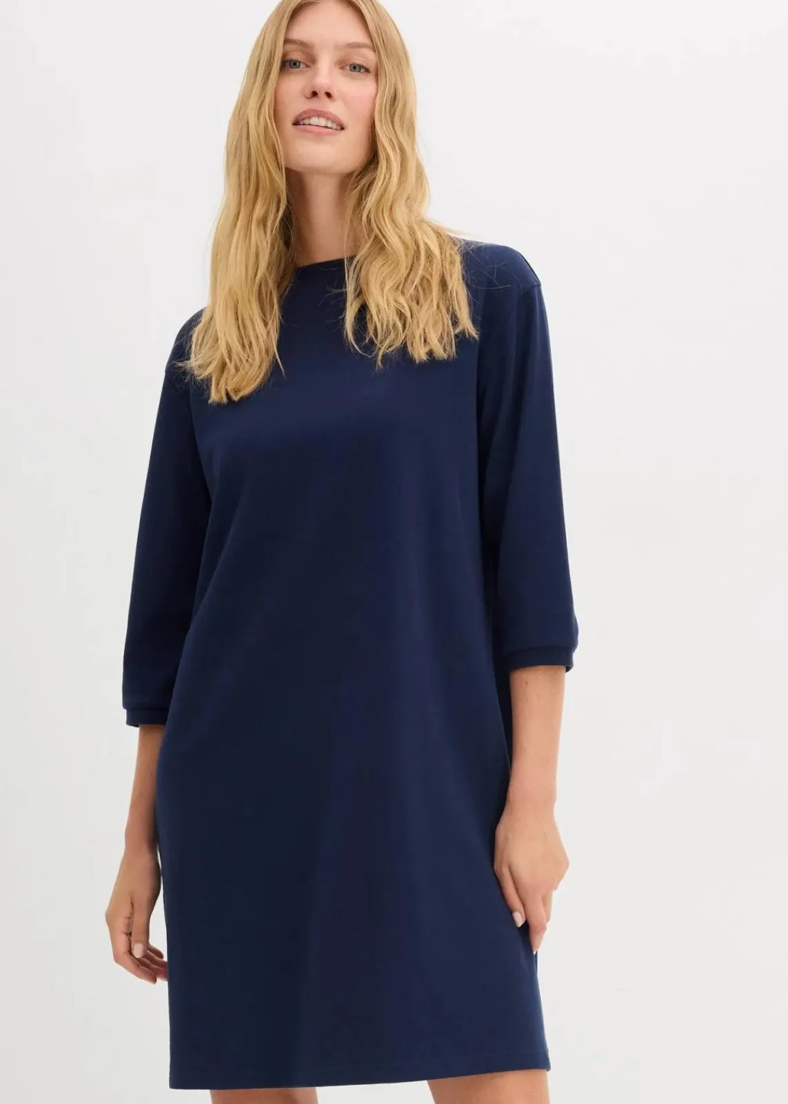 bonprix Basics|Sweat^Ausgestelltes Sweatkleid dunkelblau