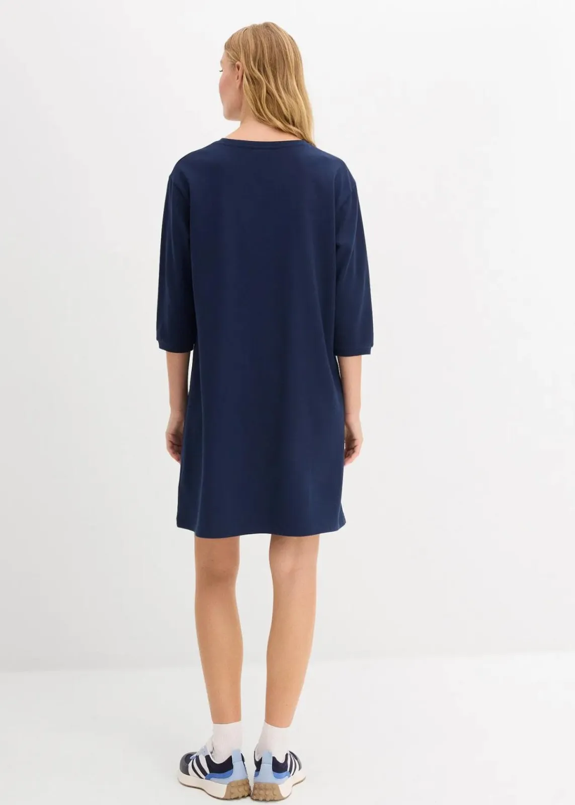 bonprix Basics|Sweat^Ausgestelltes Sweatkleid dunkelblau