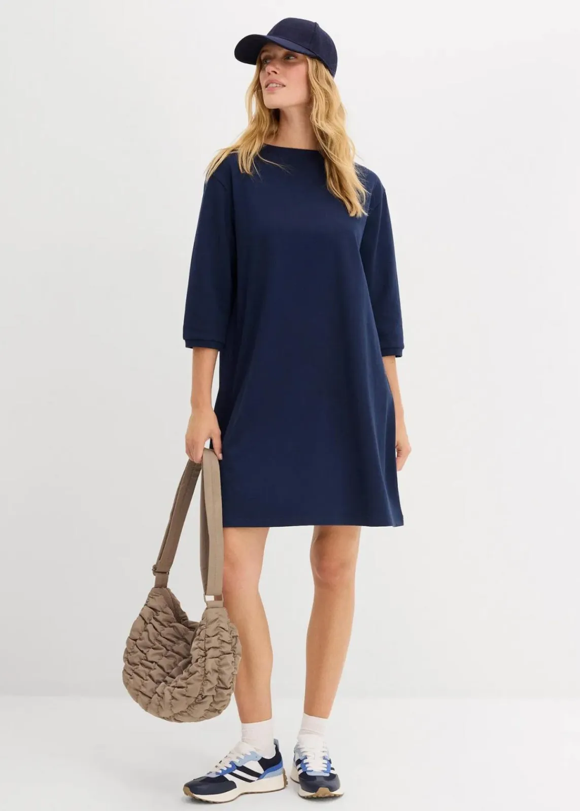 bonprix Basics|Sweat^Ausgestelltes Sweatkleid dunkelblau