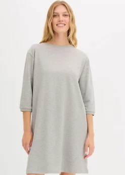 bonprix Kleider|Nachhaltigere Materialien^Ausgestelltes Sweatkleid hellgrau meliert meliert