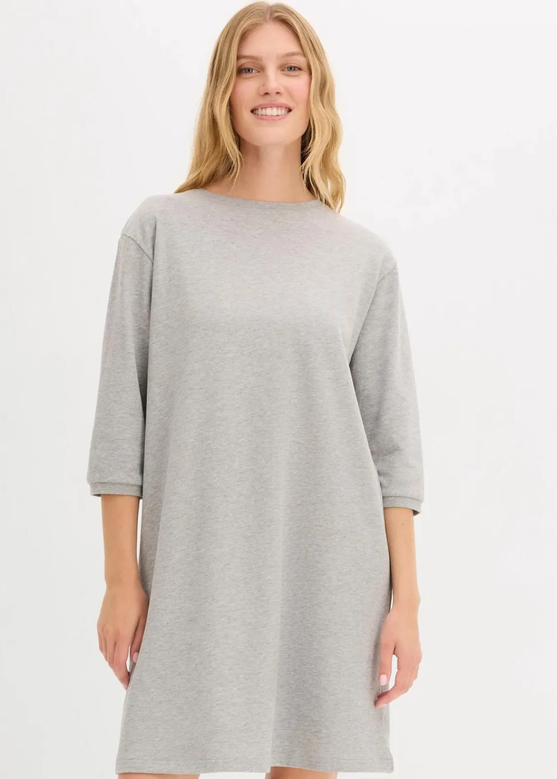 bonprix Kleider|Nachhaltigere Materialien^Ausgestelltes Sweatkleid hellgrau meliert meliert