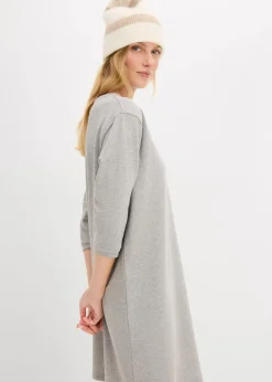 bonprix Kleider|Nachhaltigere Materialien^Ausgestelltes Sweatkleid hellgrau meliert meliert