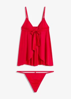 bonprix Wäsche·Erotikwäsche|Wäsche·Nachtwäsche^Babydoll + Höschen (2-tlg.Set) tiefrot