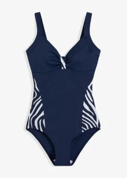 bonprix Nachhaltigere Materialien|Bademode·Badeanzüge^Badeanzug dunkelblau/weiß zebra