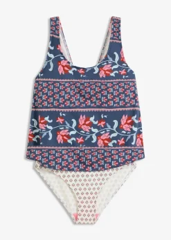 bonprix Nachhaltigere Materialien|Badeanzüge^Badeanzug in Tankini-Optik blau/rosa bedruckt
