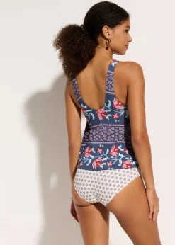 bonprix Nachhaltigere Materialien|Badeanzüge^Badeanzug in Tankini-Optik blau/rosa bedruckt