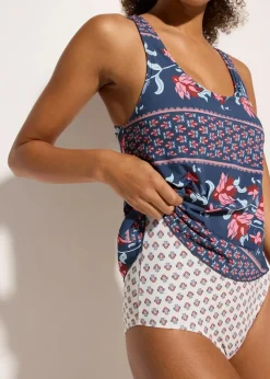 bonprix Nachhaltigere Materialien|Badeanzüge^Badeanzug in Tankini-Optik blau/rosa bedruckt