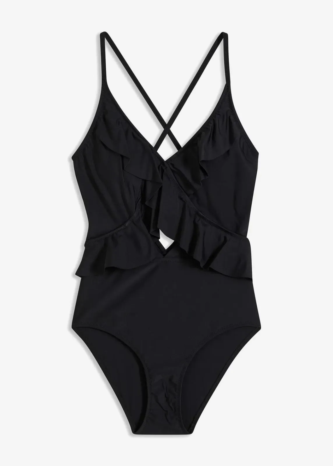 bonprix Nachhaltigere Materialien|Bademode·Badeanzüge^Badeanzug mit Cut-Out und Volants schwarz