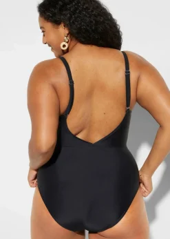 bonprix Nachhaltigere Materialien|Bademode·Badeanzüge^Badeanzug mit Cut-Out und Volants schwarz