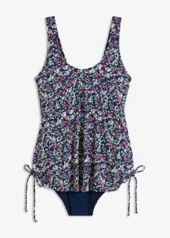 bonprix Nachhaltigere Materialien|Badeanzüge^Badeanzug mit seitlicher Raffung dunkelblau floral