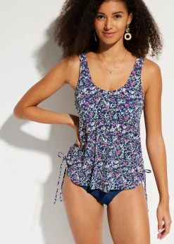 bonprix Nachhaltigere Materialien|Badeanzüge^Badeanzug mit seitlicher Raffung dunkelblau floral