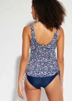 bonprix Nachhaltigere Materialien|Badeanzüge^Badeanzug mit seitlicher Raffung dunkelblau floral