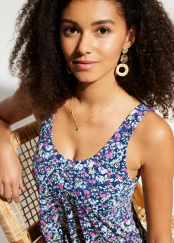 bonprix Nachhaltigere Materialien|Badeanzüge^Badeanzug mit seitlicher Raffung dunkelblau floral