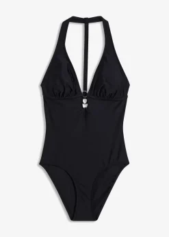 bonprix Nachhaltigere Materialien|Badeanzüge^Badeanzug mit tiefem V-Ausschnitt schwarz