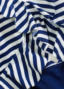 bonprix Nachhaltigere Materialien|Bademode·Badeanzüge^Badeanzug mit Volant mitternachtsblau/weiß gestreift