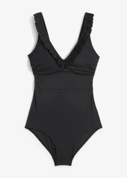 bonprix Nachhaltigere Materialien|Bademode·Badeanzüge^Badeanzug mit Volants schwarz