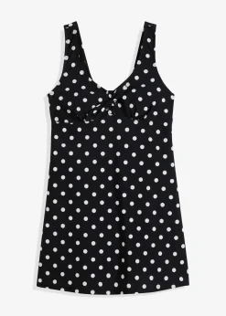 bonprix Nachhaltigere Materialien|Bademode·Bedeckende Bademode^Badekleid mit breiten Trägern schwarz / weiß gepunktet