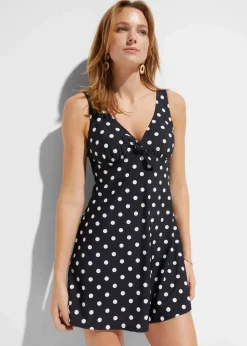 bonprix Nachhaltigere Materialien|Bademode·Bedeckende Bademode^Badekleid mit breiten Trägern schwarz / weiß gepunktet