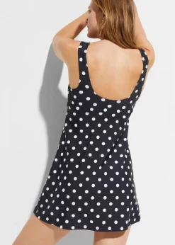 bonprix Nachhaltigere Materialien|Bademode·Bedeckende Bademode^Badekleid mit breiten Trägern schwarz / weiß gepunktet