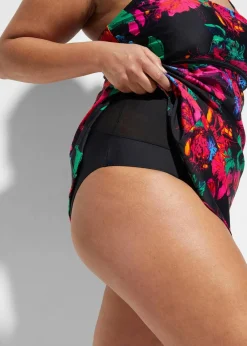 bonprix Nachhaltigere Materialien|Bedeckende Bademode^Badekleid mit Rundhalsausschnitt schwarz bedruckt