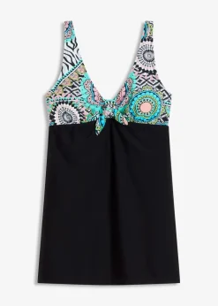 bonprix Nachhaltigere Materialien|Bedeckende Bademode^Badekleid mit Schleifendetail schwarz/weiß graphisch