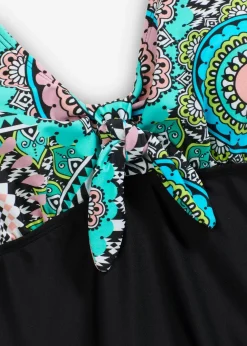 bonprix Nachhaltigere Materialien|Bedeckende Bademode^Badekleid mit Schleifendetail schwarz/weiß graphisch