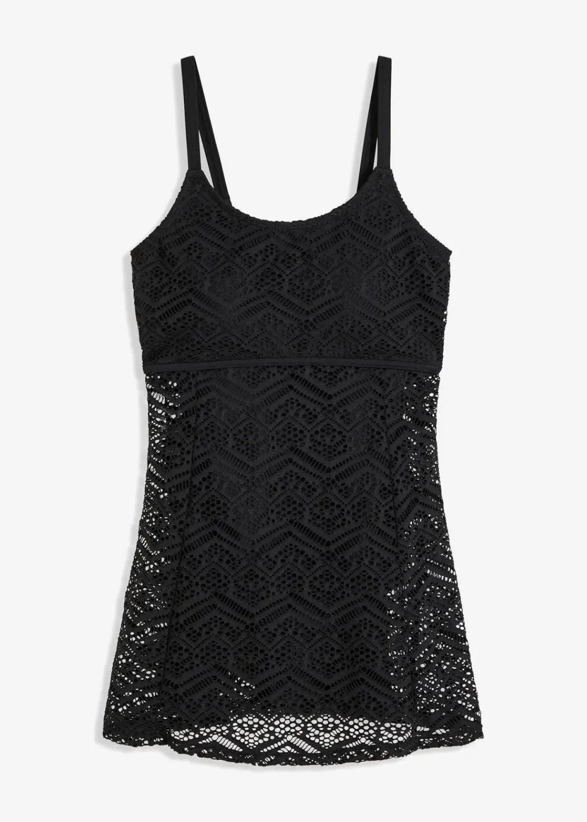 bonprix Nachhaltigere Materialien|Bedeckende Bademode^Badekleid mit Spitze schwarz
