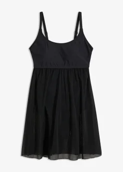 bonprix Bedeckende Bademode|Badekleider^Badekleid mit transparentem Mesh schwarz