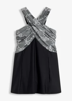bonprix Nachhaltigere Materialien|Badekleider^Badekleid mit Wickel-Optik schwarz bedruckt