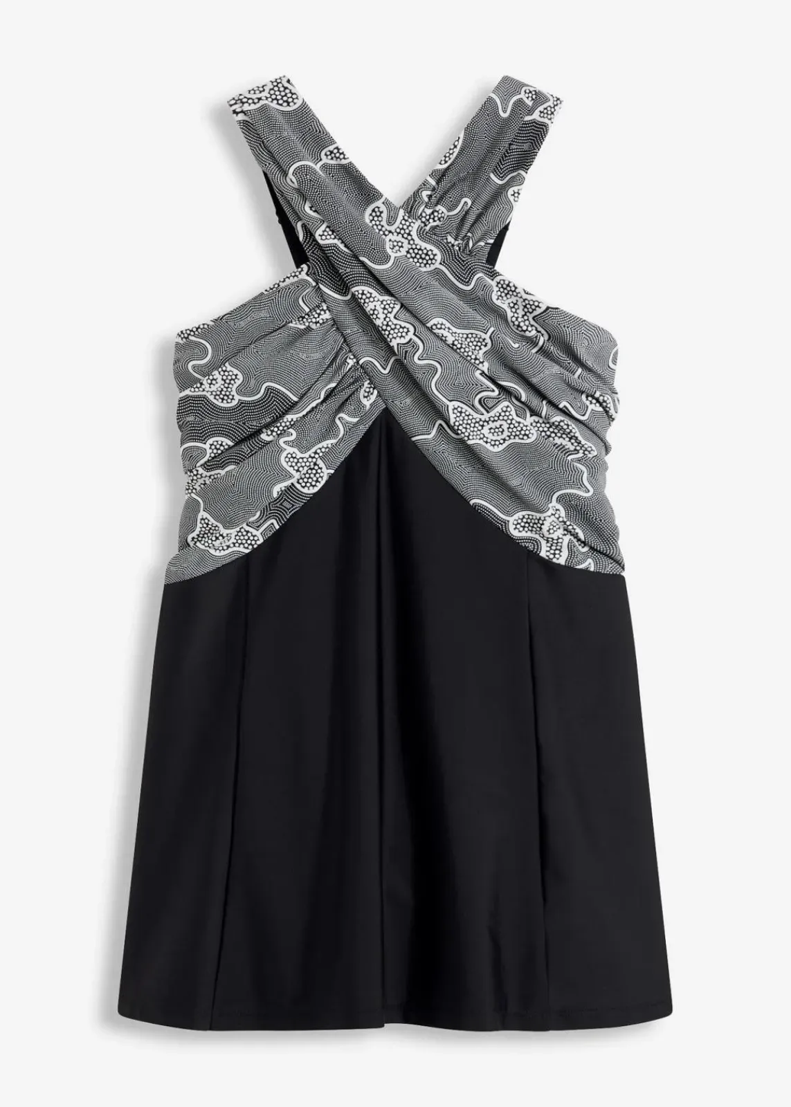bonprix Nachhaltigere Materialien|Badekleider^Badekleid mit Wickel-Optik schwarz bedruckt