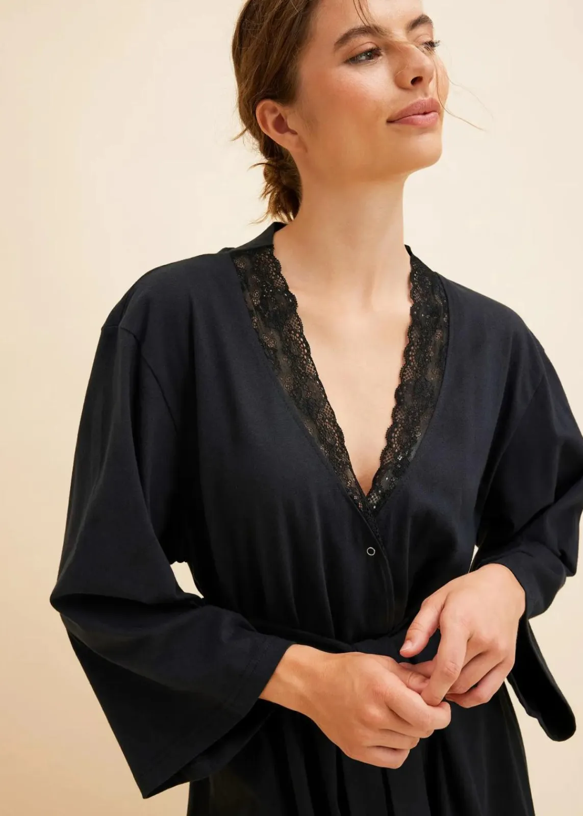 bonprix Bademäntel^Bademantel aus reiner Baumwolle schwarz